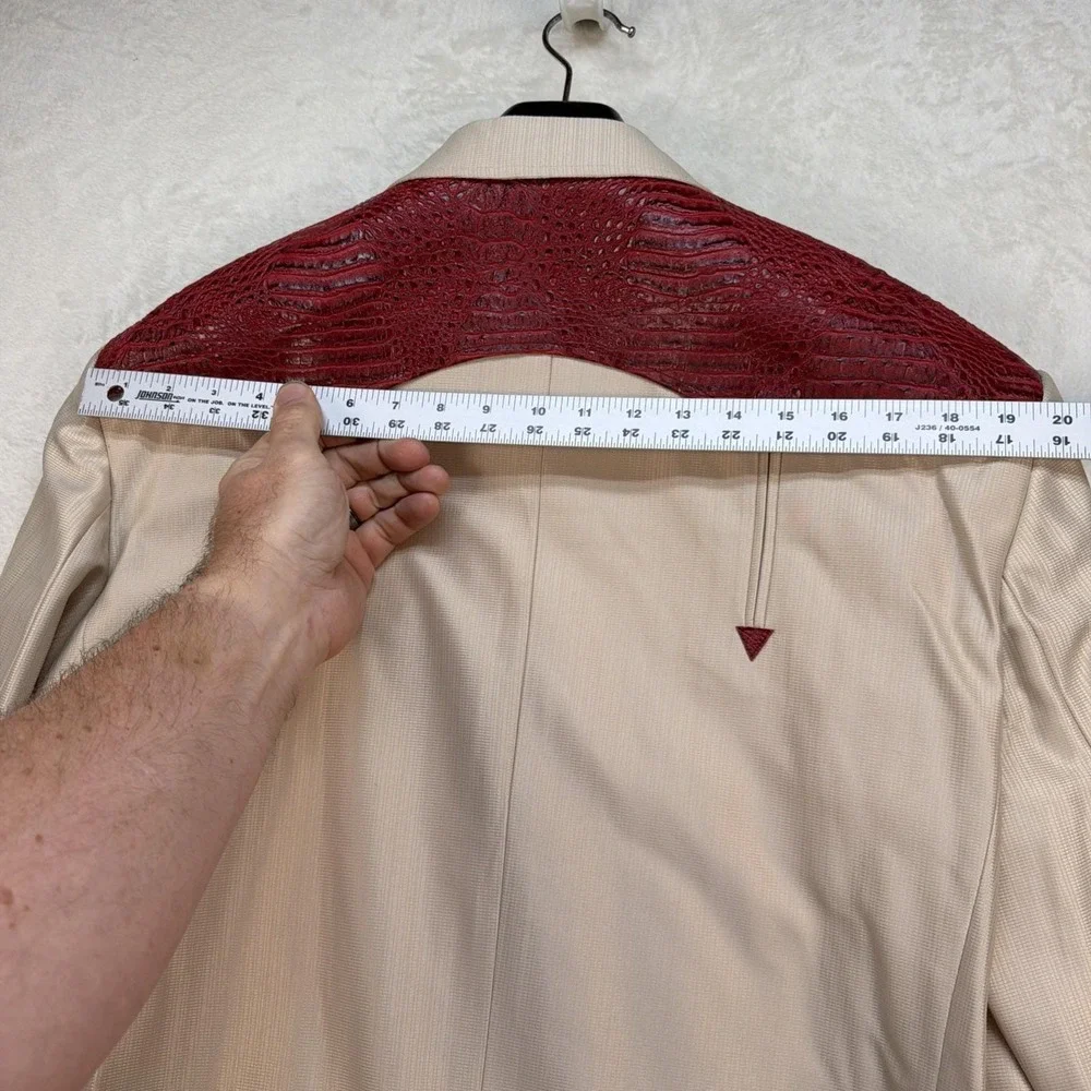 Deadstock Western Suit Rockabilly Stage Cowboy Yoke Cream Burgundy 46R 38